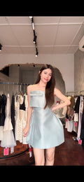 Structured Bow Bubble-Skirt Strapless Mini Dress | Zina