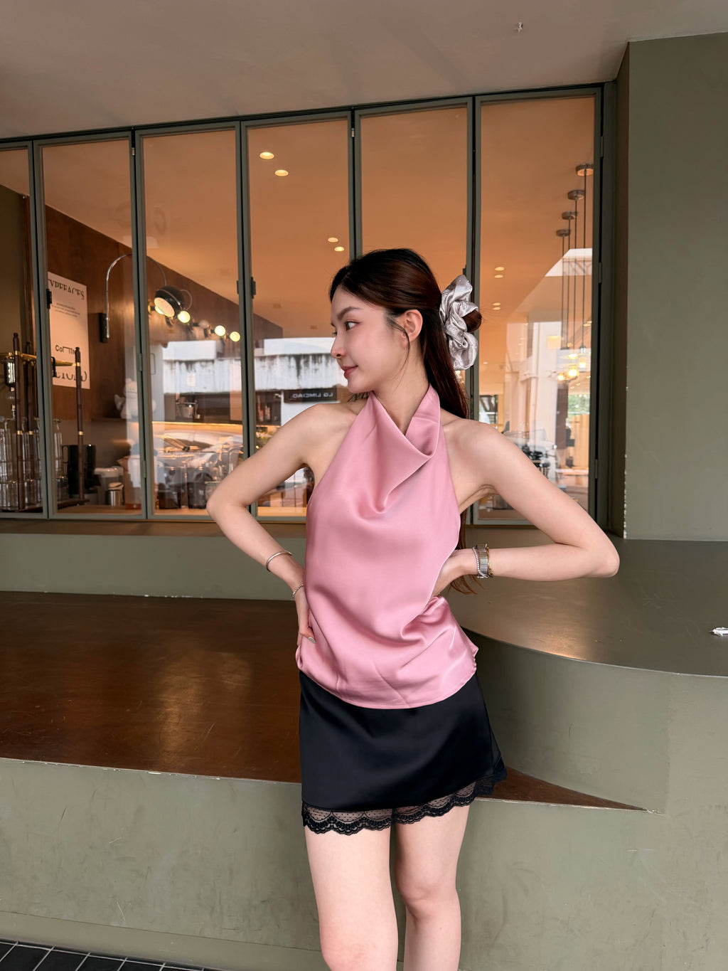 Lace Hem Satin Mini Skirt | Zinnia