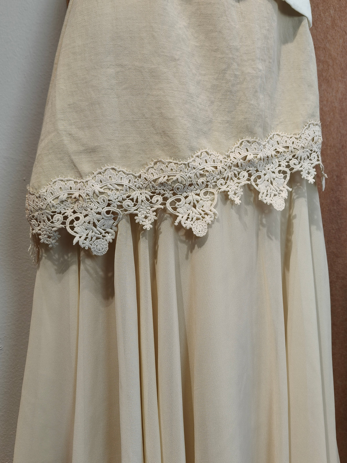Lace Trim Chiffon Ruffle Midi Skirt | Nicole