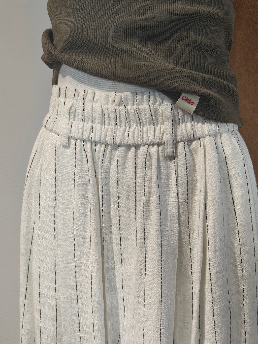 Pinstripe Linen Wide-Leg Trousers | Zorana
