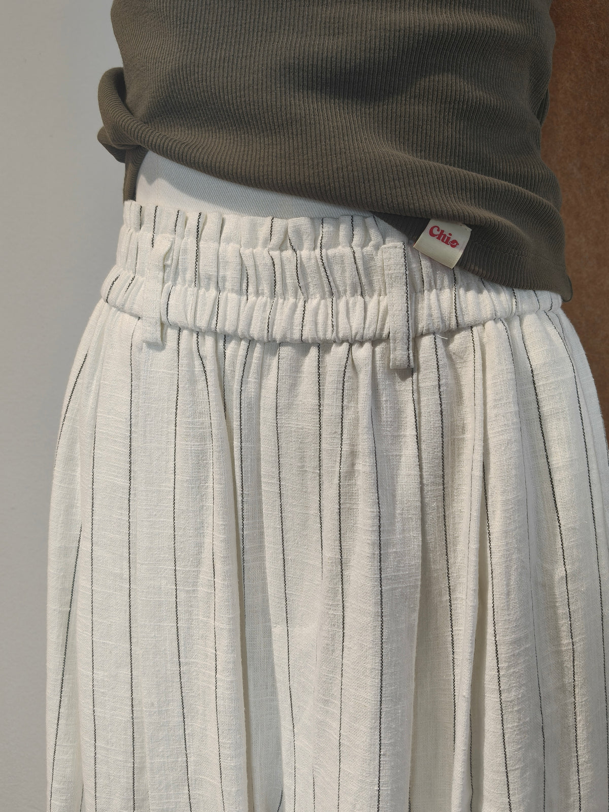 Pinstripe Linen Wide-Leg Trousers | Zorana