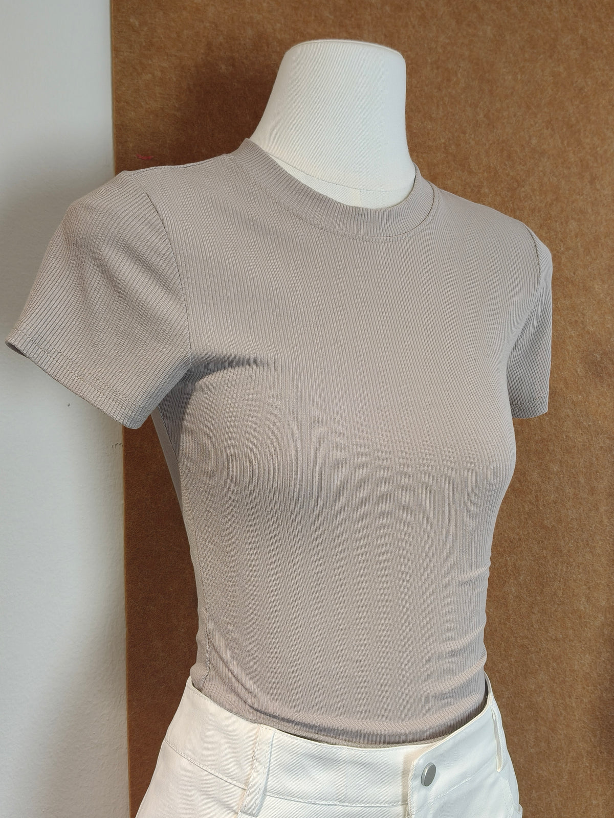 Mini Mock-Neck Ribbed Crop Tee | Omena