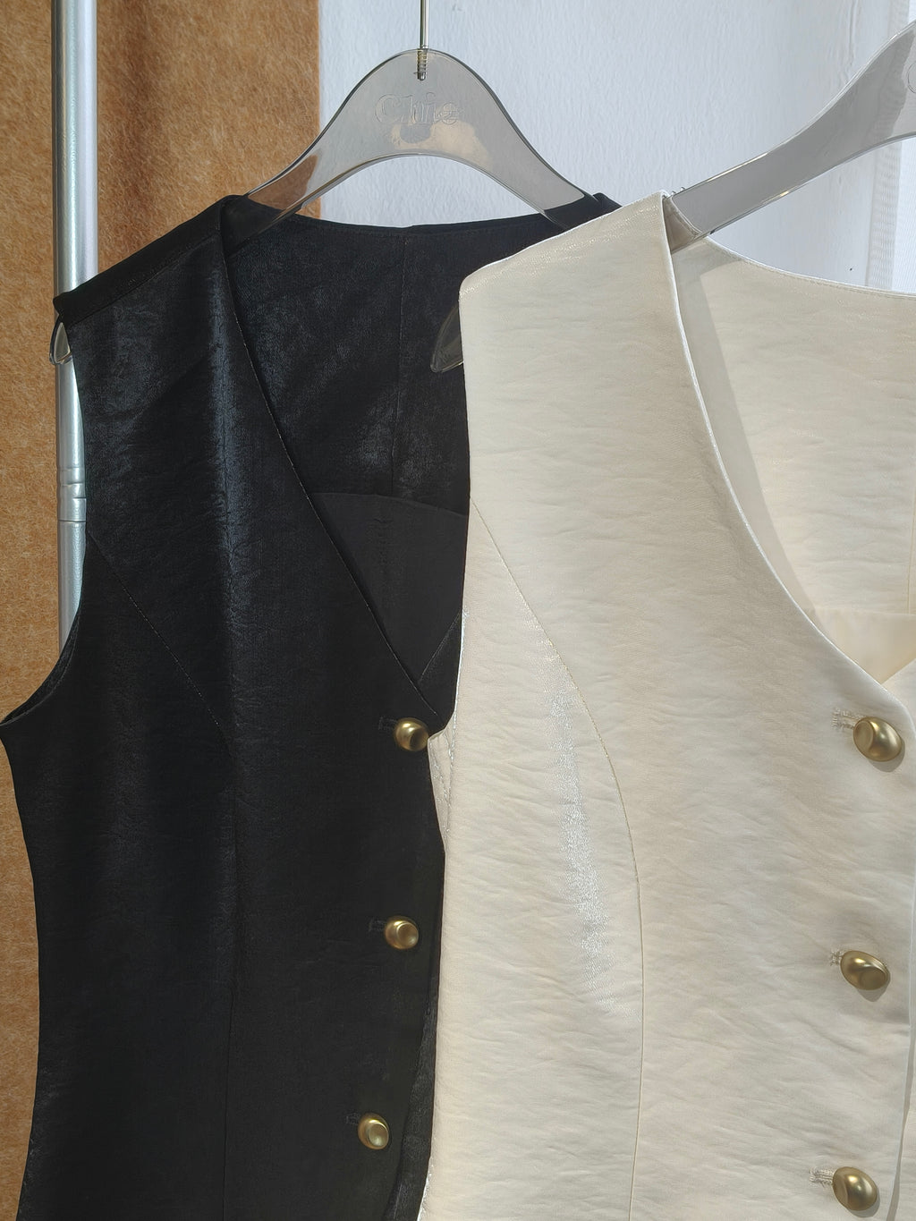 Gold-Button V-Neck Waistcoat Vest | Piper