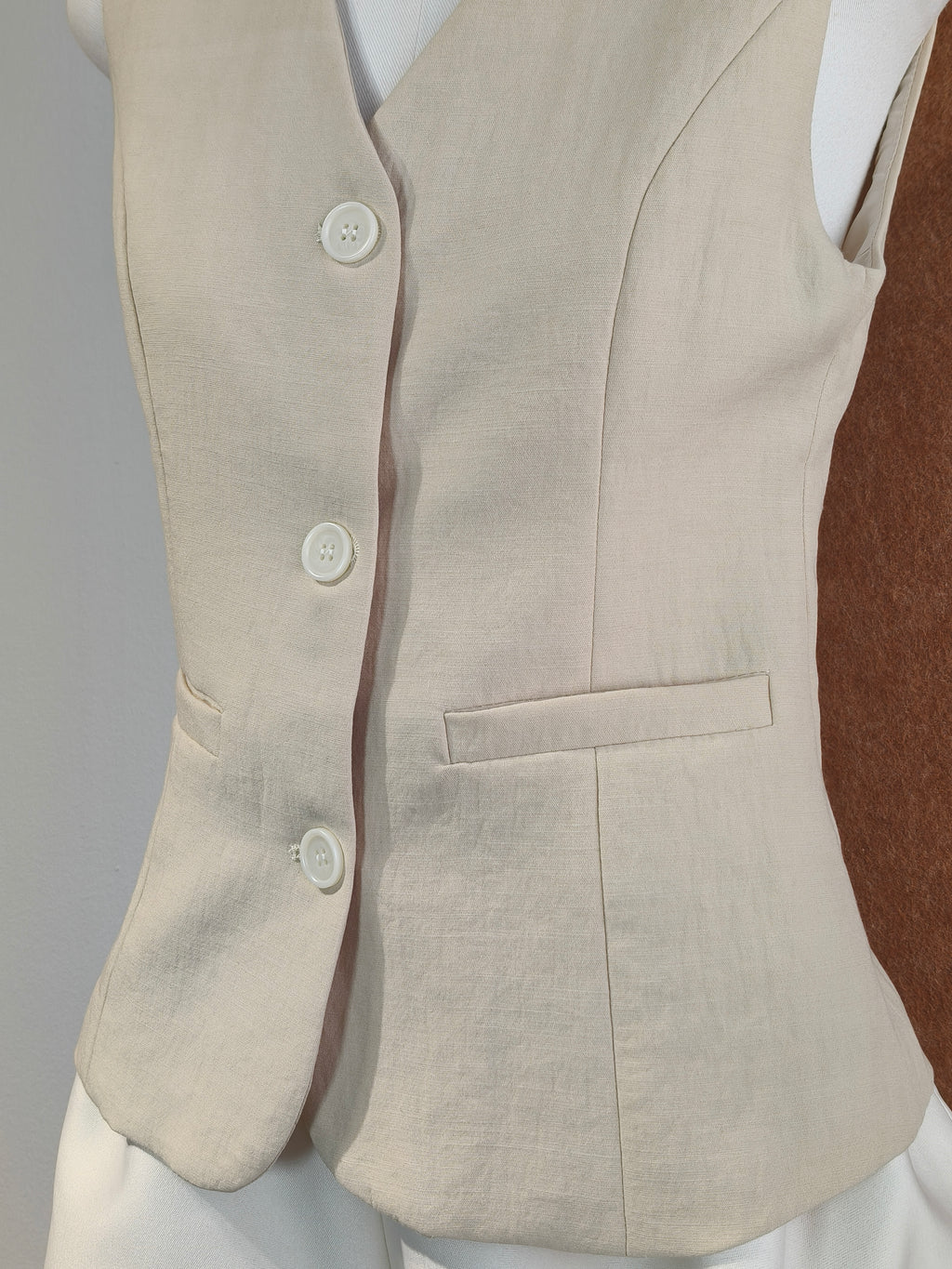 Structured V-Neck Waistcoat Vest | Nicole