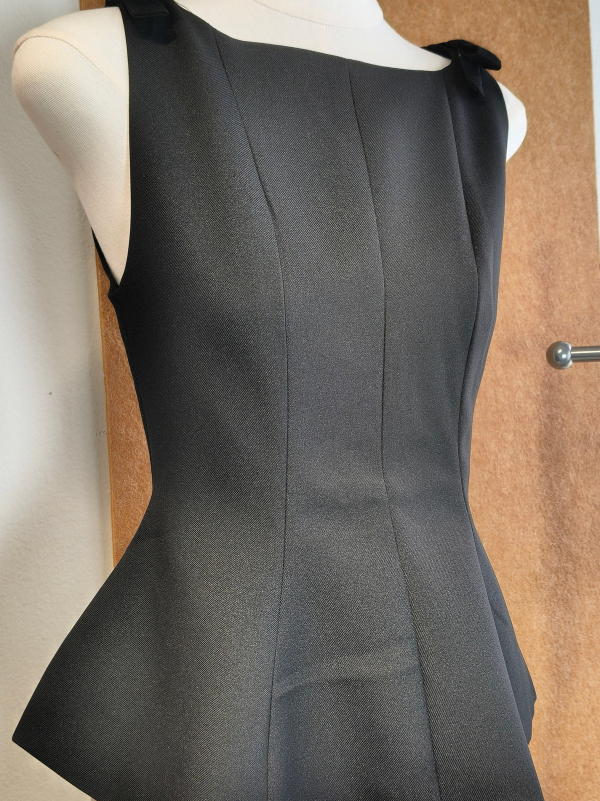Square-Neck Peplum Top with Shoulder Bow | Louise