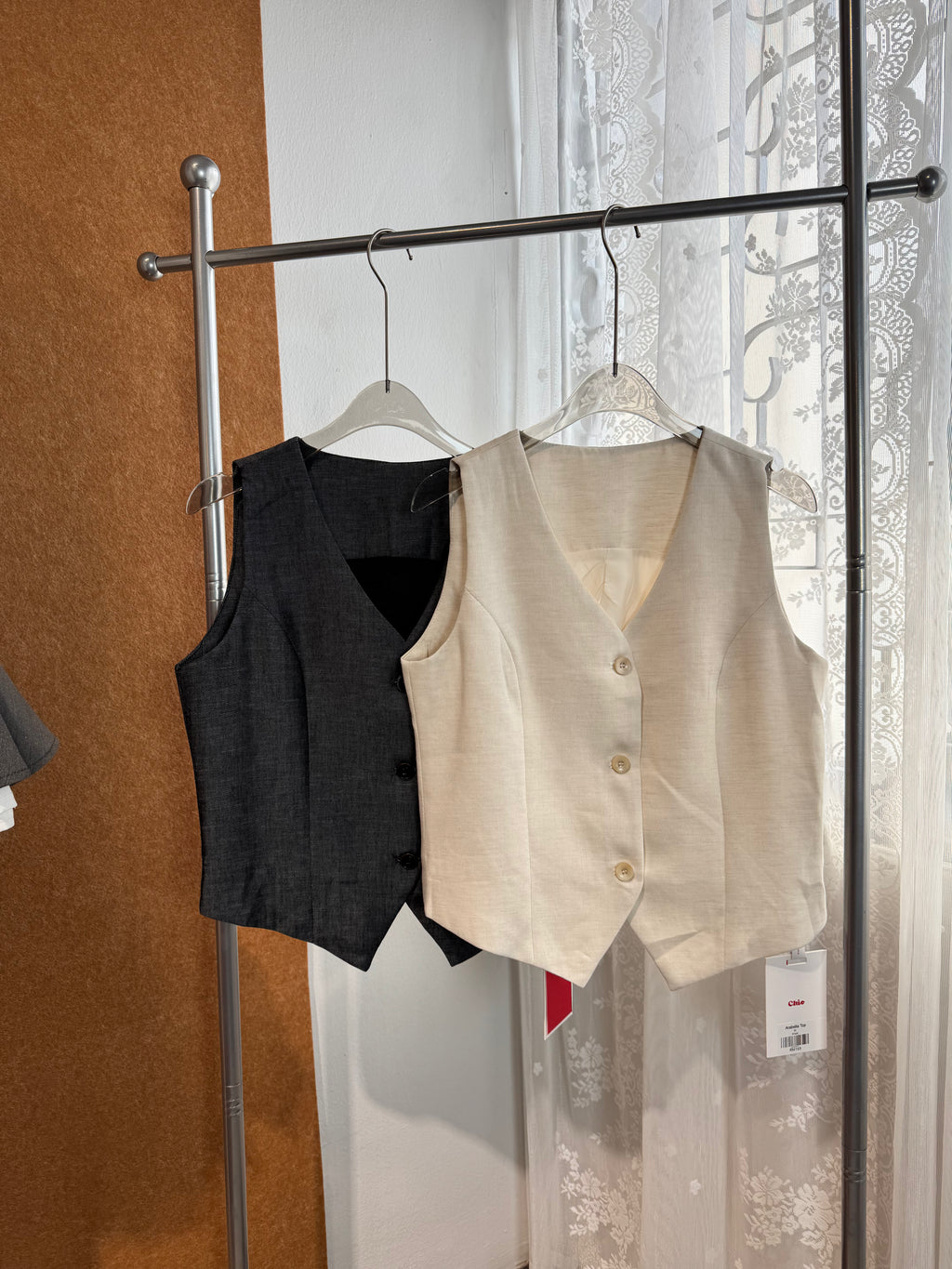 Pointed-Hem V-Neck Waistcoat Vest | Arabella