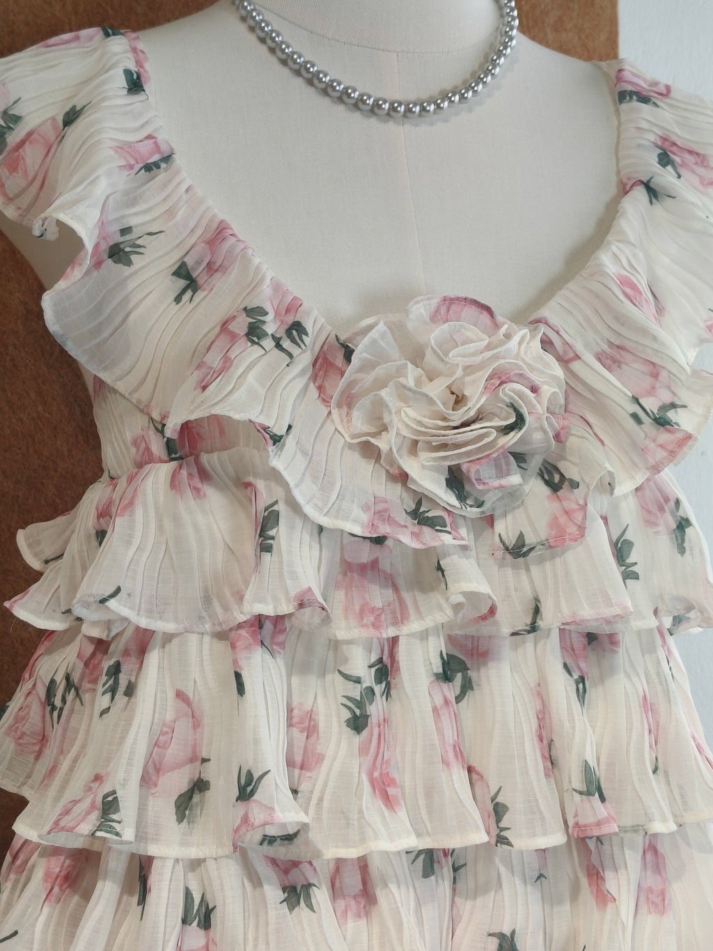 Watercolour Floral Tiered Ruffle Cake Dress | Kynra