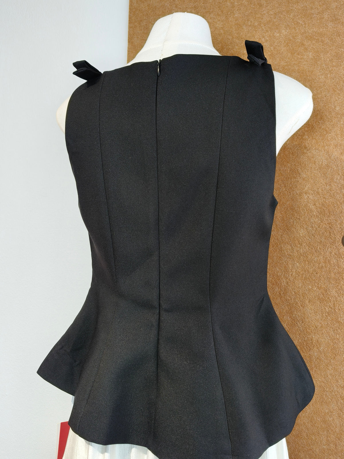Square-Neck Peplum Top with Shoulder Bow | Louise
