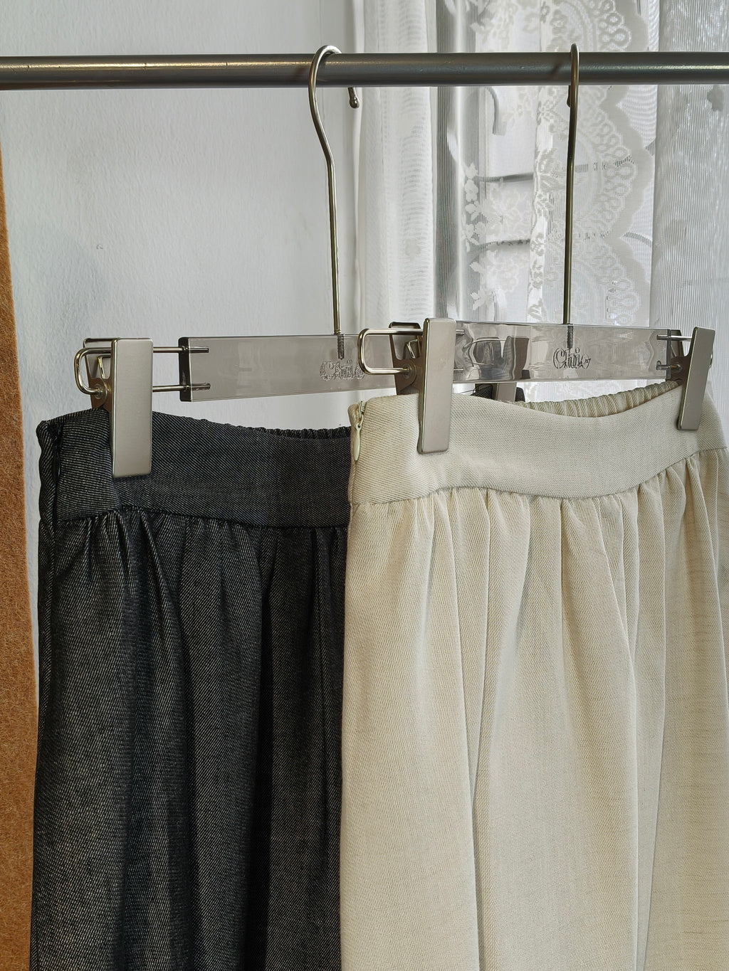 Tencel Denim Gathered A-Line Midi Skirt | Arabella