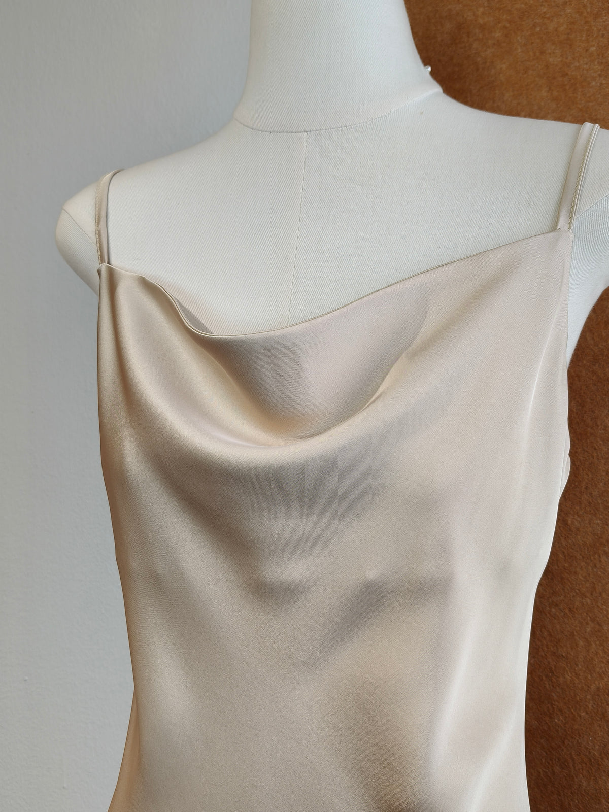 Cowl-Neck Satin Slip Midi Dress | Classy
