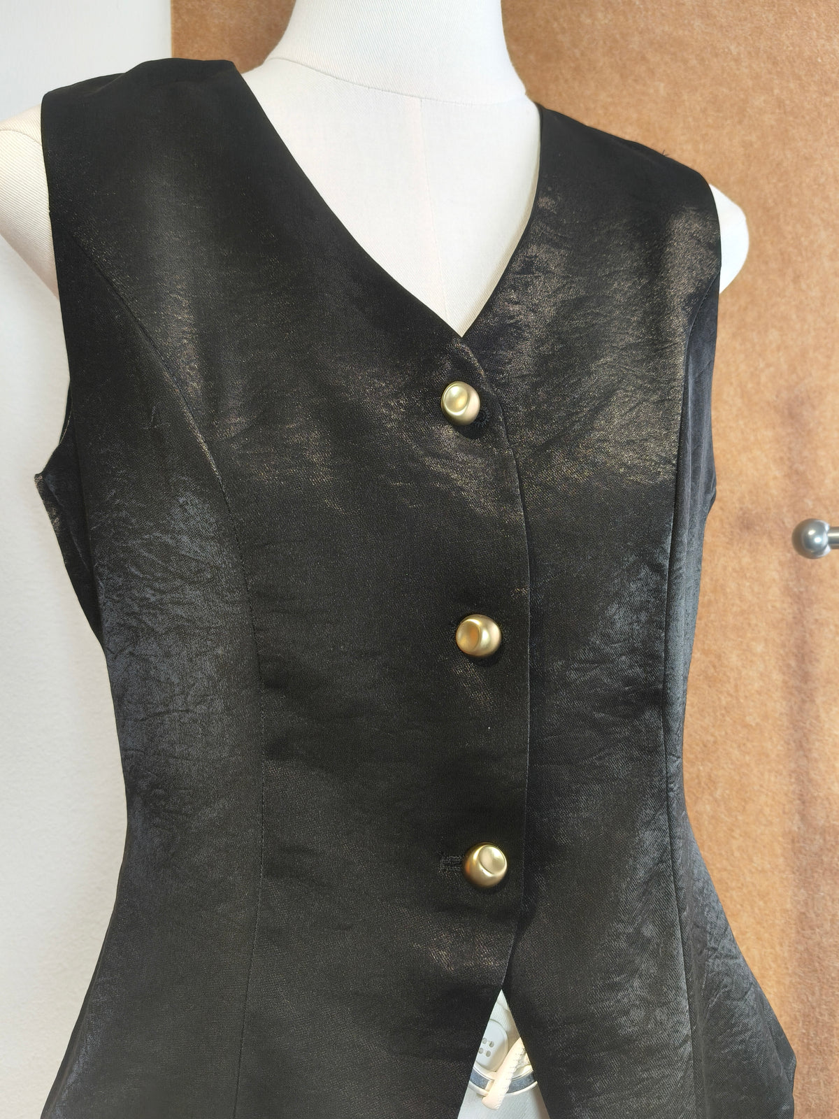 Gold-Button V-Neck Waistcoat Vest | Piper